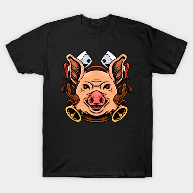 Pig And Butcher Knife T-Shirt by andhiika